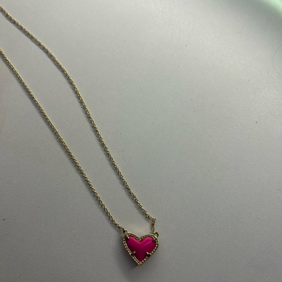 Jewelry - Gold Heart Necklace with Pink Accent